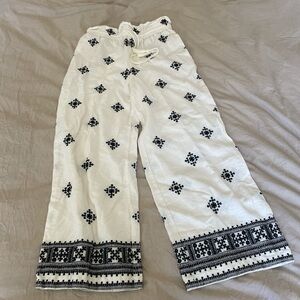 White wide legged pants